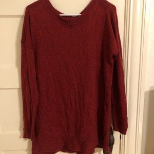 Red scoop neck sweater, perfect for holidays!